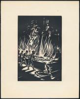 Frans Masereel (1889-1972): Lángolás, fametszet, papír, jelzett a metszeten, 16×10,5 cm