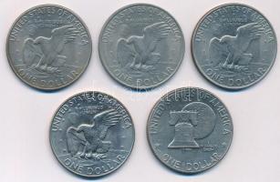 Amerikai Egyesült Államok 1971-1976. 1$ Cu-Ni "Eisenhower" (5x) mind különféle évjárat ill...