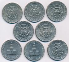 Amerikai Egyesült Államok 1971-1981. 1/2$ Cu-Ni "Kennedy" (8x) mind különféle évjárat ille...