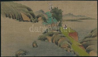 Jelzés nélkül: Kínai szerzetes szigeten, akvarell, papír, 7,5×13,5 cm