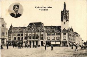 1927 Kiskunfélegyháza, városháza, Petőfi Sándor arcképe, Csernus Sándor, Keleti Adolf és Göröcs Farkas üzlete (EK)