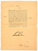 1927 Lyka Károly: Zichy Mihály, korrektúrázott nyomdai levonat kézírásos kiegészítéssel