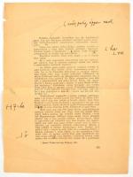 1927 Lyka Károly: Zichy Mihály, korrektúrázott nyomdai levonat kézírásos kiegészítéssel