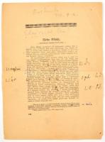 1927 Lyka Károly: Zichy Mihály, korrektúrázott nyomdai levonat kézírásos kiegészítéssel