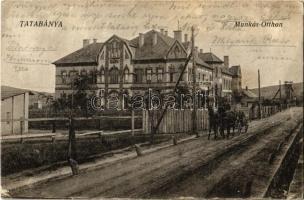 1924 Tatabánya, Munkás-Otthon, lovaskocsi. Vasúti Levelezőlapárusítás 7431. (EK)