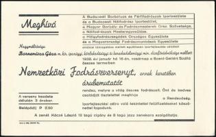 1938 Fodrászverseny meghívó borítékkal 24x15 cm
