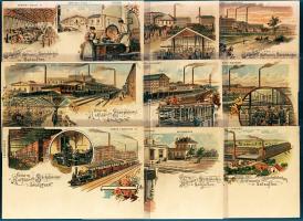 Salzuflen németországi keményítőgyár 12 darabos szines litho sorozat, minden lap magyarországra postázva,  T1/2 minőségben / Germany Salzuflen yeast factory, series of 12 different coloured litho postcards, all mailed to Hungary, excellent quality