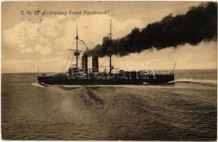 1912 SMS Erzherzog Franz Ferdinand osztrák-magyar haditengerészet Radetzky-osztályú csatahajója / K.u.K. Kriegsmarine, SM Schlachtschiff / Austro-Hungarian Navy ironclad warship. Edit. Jos. Krmpotic Pola 1910. No. 62.