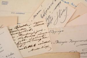 cca 1900-85 Vegyes névjegykártya, meghívó, köszönő lap stb. tétel, kb. 77 db, több érdekes, aláírt v...