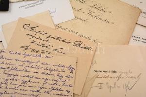 cca 1900-85 Vegyes névjegykártya, meghívó, köszönő lap stb. tétel, kb. 77 db, több érdekes, aláírt v...
