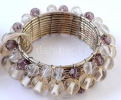 Fém szalvétagyűrűk strasszokkal, gyöngyökkel, 4 db, 1-1 pár, az egyikről hiányzik egy strassz d: 4 c...