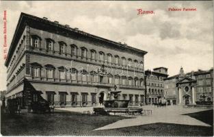 Roma, Rome; Palazzo Farnese / square, palace, fountain, horse-drawn carriages. Ernesto Richter Nr. 72.