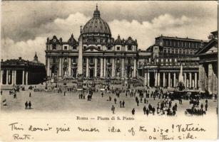 1903 Roma, Rome; Piazza di S. Pietro / St. Peters Square, horse-drawn tram and carriages (EK)