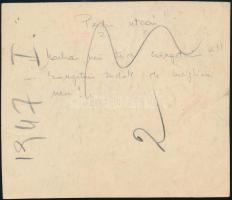 Palló Iván (?-?). Pesti utcán (erotikus karikatúra). Vegyes technika, papír, hátoldalán feliratozott...