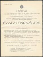 1935 Meghívó a M. Kir. Ferenc József Tudományegyetem évzáró ünnepélyére, borítékkal