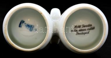 Csehszlovák porcelán fűszertartó, kézzel festett, Hüttl Tivadar és csehszlovák gyári jelzéssel, kopá...