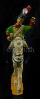 Fém ló és lovas figura (ólomkatona), festett, kopott,