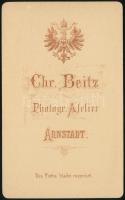 cca 1870-80 Női portré, keményhátú fotó Christian Beitz, Arnstadt, Thüringia, Németország műterméből...