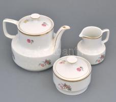 Hollóházi porcelán mokkás és teáskészlet egyben. Matricás, kis kopásokkal