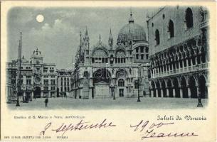 1900 Venezia, Venice; Basilica di S. Marco e Torre dellOrologio / Saint Marks Basilica, clock tower. Dep. Luigia Alzetta Ved. Zanco