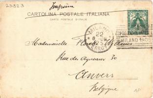 1906 Milano, Milan; Duomo e Piazza / square, cathedral, trams, statue, monument. Garzini e Pezzini (...
