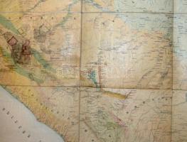 1880 Topographische en geologische Kaart van Zuid-Sumatra, 1: 500 000, R. D. M. Verbeek, vászontérké...