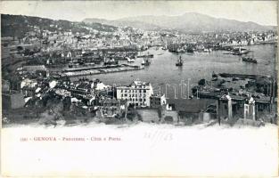 1903 Genova, Genoa; Panorama, Citta e Porto / general view, port, sailing vessels (EK)