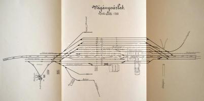 cca 1930 Kiskunhalas vasútállomás bővítésének terve. Óriás leporelló 290x34 cm