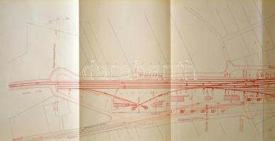 cca 1930 Kiskunhalas vasútállomás bővítésének terve. Óriás leporelló 290x34 cm