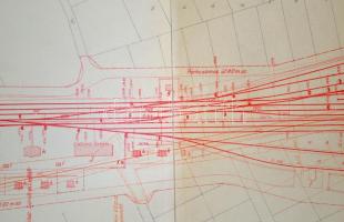 cca 1930 Kiskunhalas vasútállomás bővítésének terve. Óriás leporelló 290x34 cm
