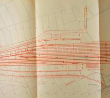cca 1930 Kiskunhalas vasútállomás bővítésének terve. Óriás leporelló 290x34 cm