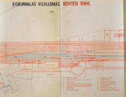 cca 1930 Kiskunhalas vasútállomás bővítésének terve. Óriás leporelló 290x34 cm
