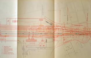 cca 1930 Kiskunhalas vasútállomás bővítésének terve. Óriás leporelló 290x34 cm