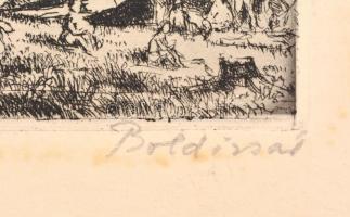 Boldizsár István (1897-1984): Szabad strand (Balaton). Rézkarc, papír, foltos, lap szélén kisebb sza...