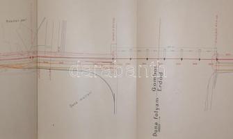 cca 1940 A Gombos-erdődi vasút vonal Dunai híd csatlakozásnál lévő rész helyszínrajza. Leporelló /  ...