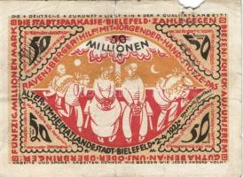 Német Birodalom/Weimari Köztársaság/Bielefeld 1923. 1000.000M, 3000.000M, 5000.000M, 50.000.000M, be...
