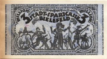 Német Birodalom/Weimari Köztársaság/Bielefeld 1923. 1000.000M, 3000.000M, 5000.000M, 50.000.000M, be...