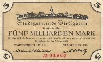 Német Birodalom/Weimari Köztársaság/ Bietigheim 1923. 5000.000.000M T:II