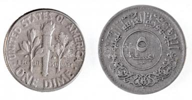 Vegyes: Jemen 1963. (1382.) 5B Ag + Amerikai Egyesült Államok 1d "Roosevelt" Ag T:2-
Mixe...