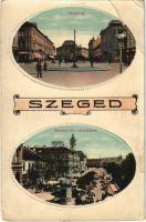 1915 Szeged, Klauzál tér, Széchenyi tér, Városháza, üzletek, piac (EB)