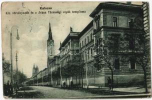 1916 Kalocsa, Kir. törvényszék és a Jézus társasági atyák temploma. Jurcsó Antal kiadása (EK)