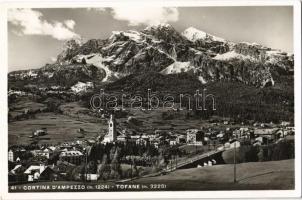 1937 Cortina dAmpezzo, Tofane / general view, church, railway station, railway bridge, mountain. Fot. A. Zardini