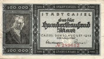 Német Birodalom/Weimari Köztársaság/Cassel 1923. 100.000M T:II/III