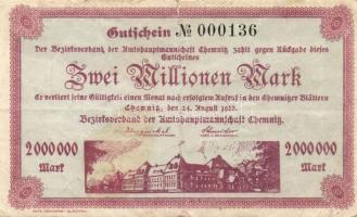 Német Birodalom/Weimari Köztársaság/Chemnitz/Bezirkverband der Amtshauptmannschaft 1923. 100.000M (2...