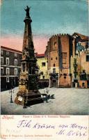 1904 Napoli, Naples; Piazza e Chiesa di S. Domenico Maggiore / square, church, horse-drawn carriage. Edit. E. Ragozino (EK)