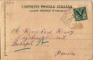 1904 Napoli, Naples; Piazza e Chiesa di S. Domenico Maggiore / square, church, horse-drawn carriage....