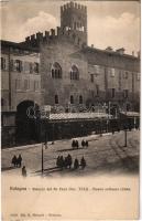 Bologna, Palazzo del Re Enzo (Sec. XIII), Nuovo restauro (1906) / palace, new restoration, shops. Ed. G. Mengoli 1370.