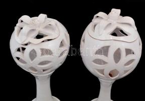 4 db nagy méretű kerámia asztali lámpa levehető fedéllel. Jelzés nélkül. Kis lepattanással. 35 cm