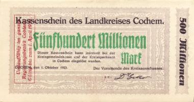 Német Birodalom/Weimari Köztársaság/Cochem 1923. 500.000.000M T:I