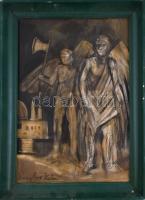 Kondor jelzéssel: Alakok. Olaj, farost, fa keretben, 49x34 cm